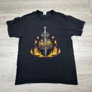 Korn Vintage 2003 Dagger Flame Band T-Shirt Black Mens Medium Nu‎ Metal